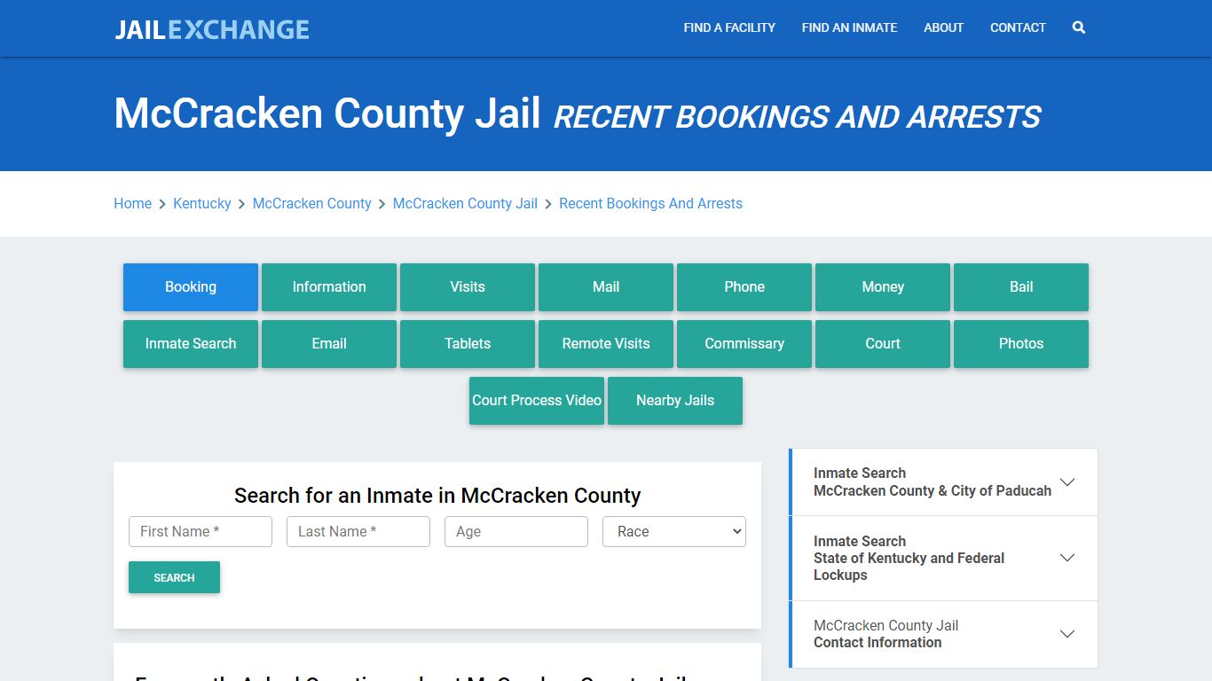 McCracken County Jail Recent Bookings And Arrests - Jail Exchange