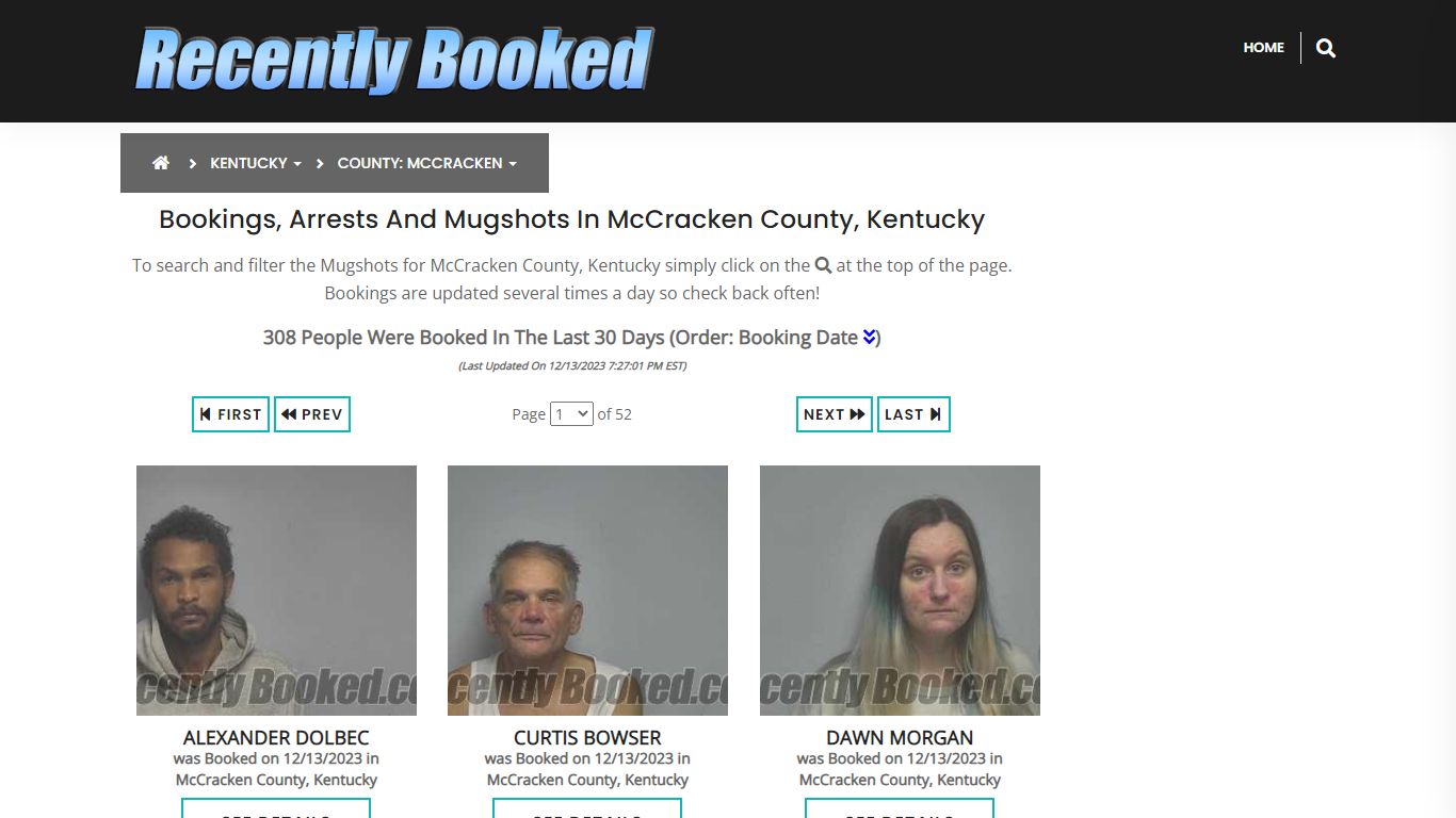 Bookings, Arrests and Mugshots in McCracken County, Kentucky