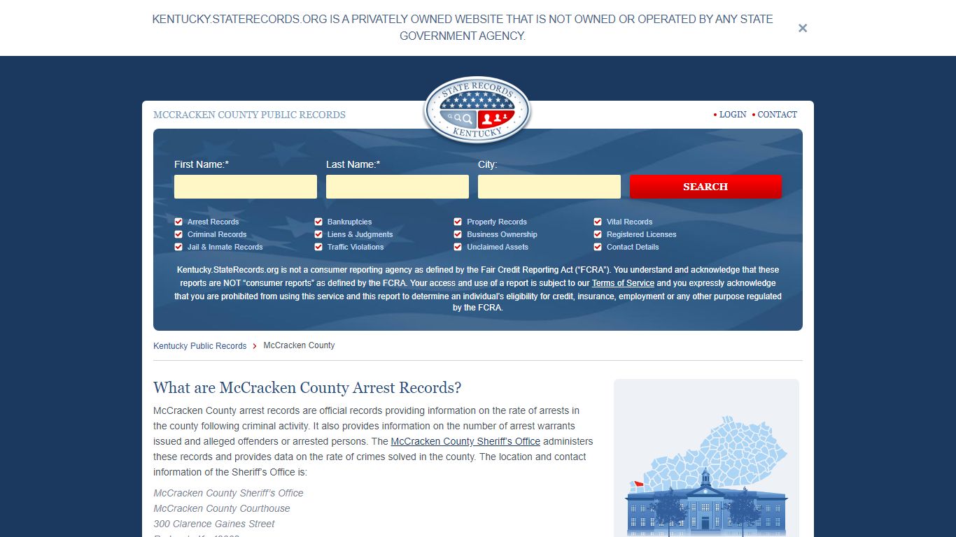 McCracken County Arrest, Court, and Public Records | StateRecords.org